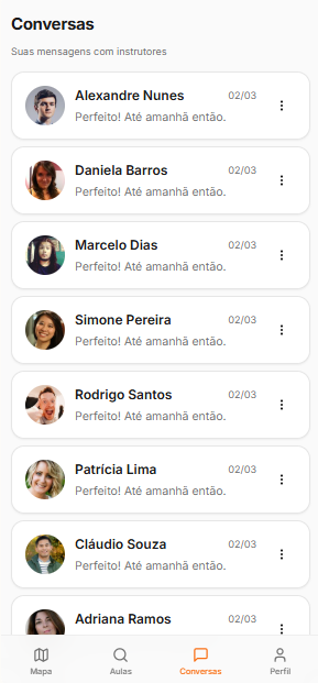 Chat com instrutor - app CNH Agora para alunos